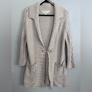 Max Studio Luxury Yarns Alpaca Blend Cable Knit Cardigan Sweater M Cozycore soft